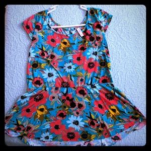 Floral patterned cotton peplum top